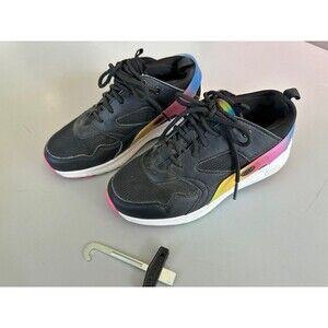 Heelys Kid's Skate Shoes Sneakers Black with Rainbow Trim - Youth Size 2 US EUC